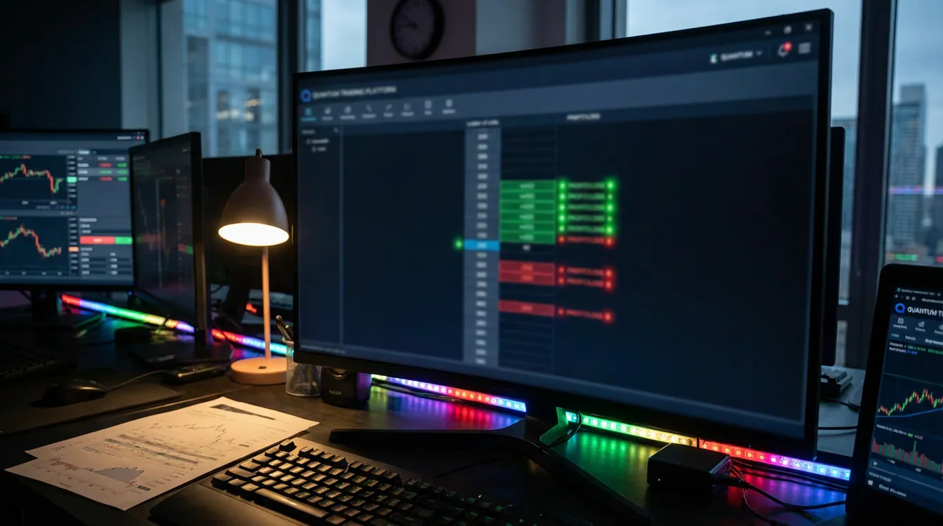 Ecrã de trading mostrando ladder de odds com posições abertas
