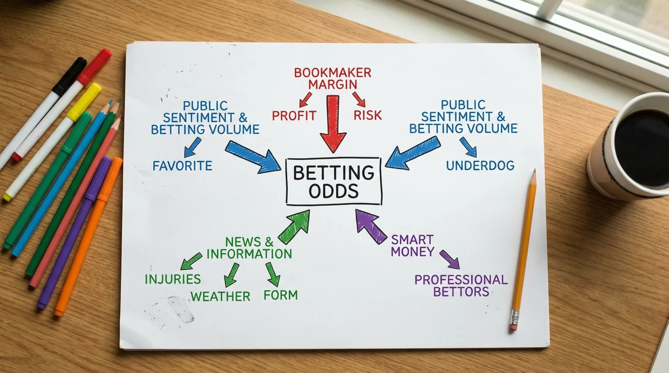 Diagrama ilustrando forças que movem as odds de apostas