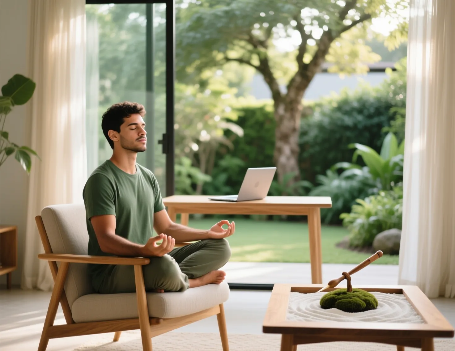 Pessoa em pose de meditacao ou reflexao simbolizando equilibrio mental e resiliencia